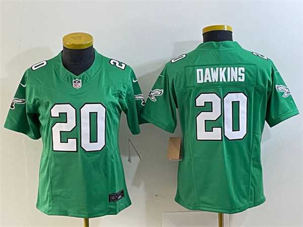 Womens Philadelphia Eagles #20 Brian Dawkins Green 2023 F.U.S.E. Football Stitched Jersey(Run Small)->women nfl jersey->Women Jersey